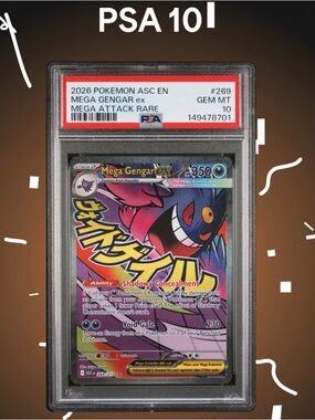 PSA 10 GEM MINT!!! 2026 Mega Gengar Ex Mega Attack Rare ASC